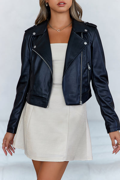 HELLO MOLLY Valley Escape Faux Leather Jacket Black