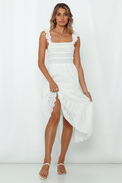 Let Me Fall In Love Midi Dress White