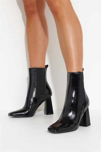 BILLINI Karina Ankle Boots Black Crinkle Patent