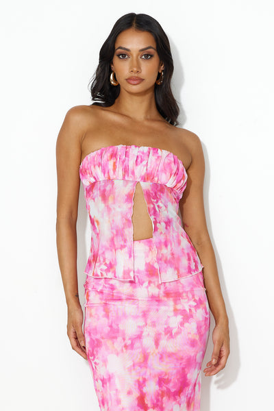 Style Year Mesh Crop Top Pink