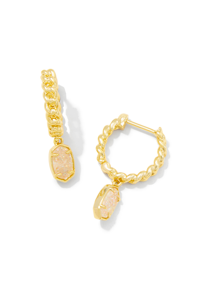 KENDRA SCOTT Emilie Gold Huggie Earrings Gold Iridescent Drusy