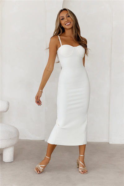 HELLO MOLLY Penthouse Party Bandage Midi Dress White