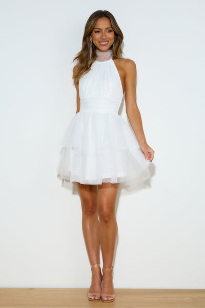 Red Carpet Girl Tulle Mini Dress White