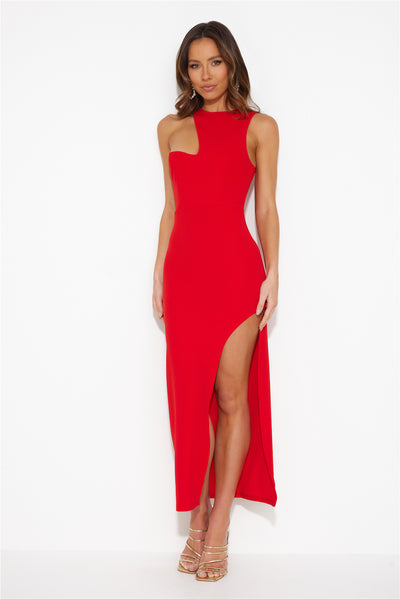 Girl In The Shadow Midi Dress Red