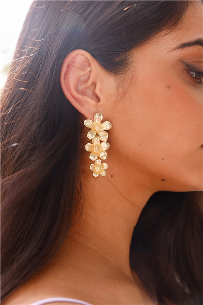 18k Gold Plated Hibiscus Earrings Gold