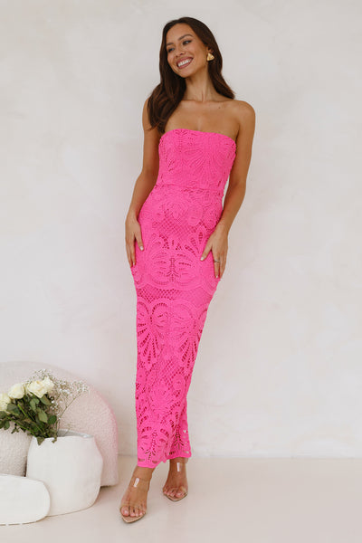 Counting Days Strapless Maxi Dress Hot Pink
