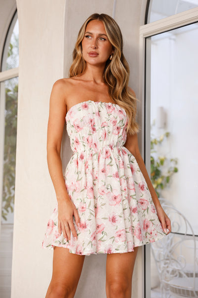 HELLO MOLLY Ultimate Picnic Party Strapless Mini Dress Pink