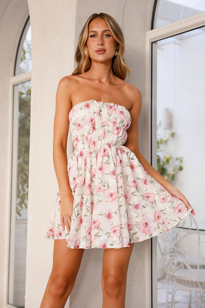 HELLO MOLLY Ultimate Picnic Party Strapless Mini Dress Pink