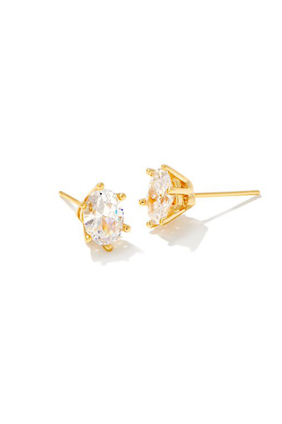 KENDRA SCOTT Cailin Crystal Stud Earrings Gold Metal White