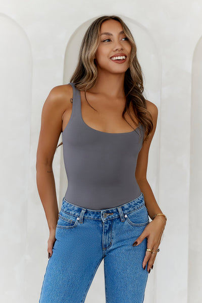 HELLO MOLLY BASE Everyday Staple Singlet Top Charcoal