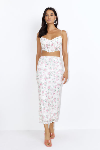 Dainty Touch Lace Maxi Skirt Pink