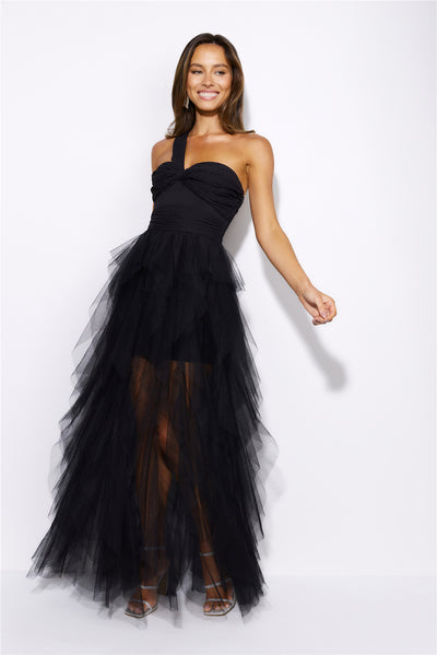 Lavish Style Tulle Maxi Dress Black