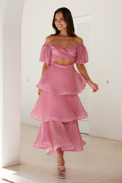 One Of A Kind Midi Dress Pink