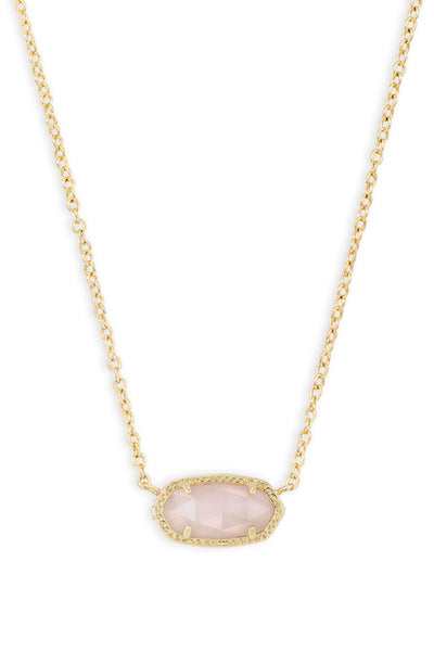 KENDRA SCOTT Elisa Short Pendant Necklace Gold Rose Quartz