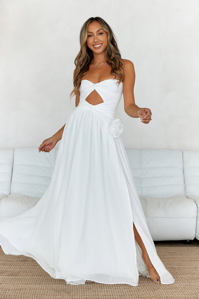 Secret Rose Strapless Maxi Dress White