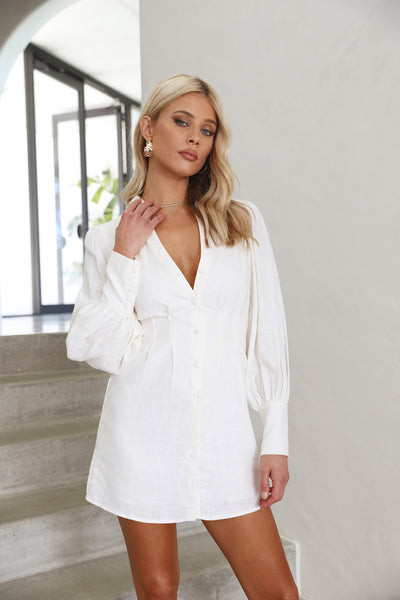 Style Me Your Way Shirt Dress White