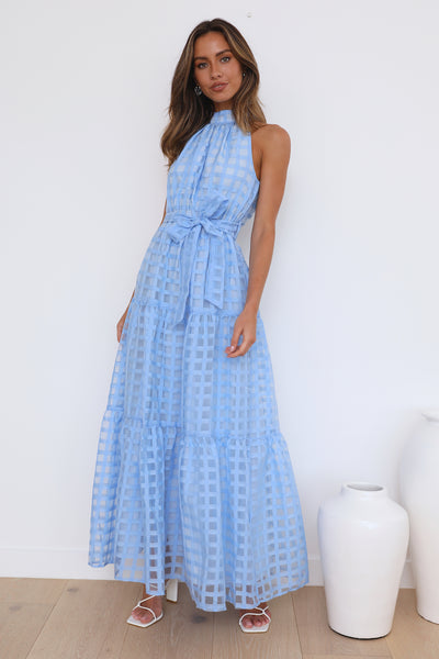 Summertime Picnic Maxi Dress Blue
