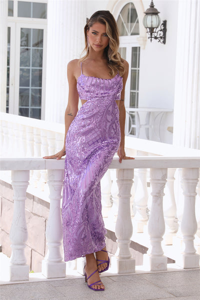 Shining Now Sequin Maxi Dress Purple