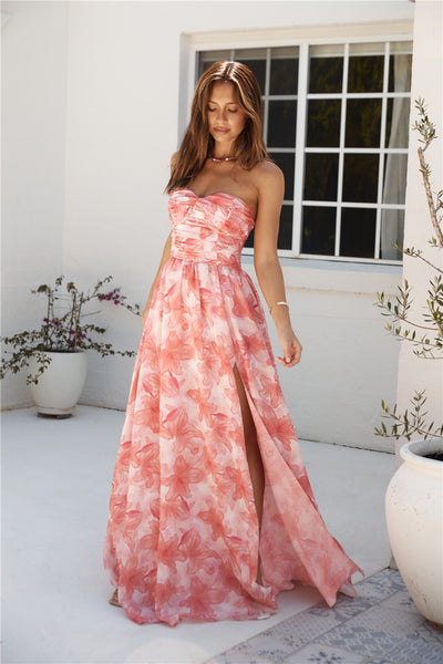 HELLO MOLLY Dainty Events Strapless Maxi Dress Pink
