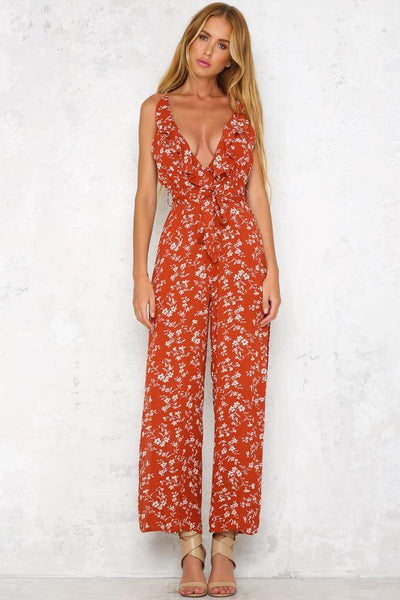 Years Of Flowers Jumpsuit Orange | Hello Molly USA