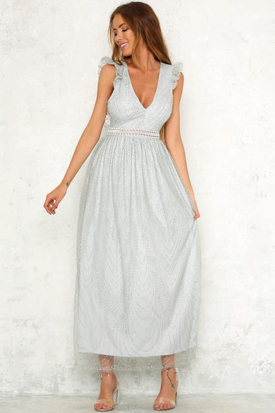 Star Spangled Maxi Dress Silver | Hello Molly USA