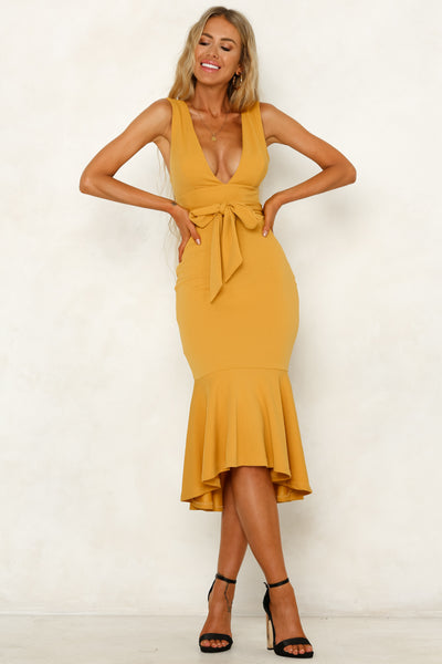 Looking At Those Numbers Maxi Dress Mustard
