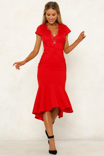 Fifth Avenue Fever Midi Dress Red | Hello Molly USA