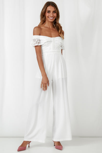 Two Hearts Jumpsuit White