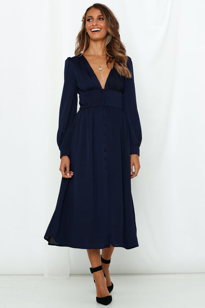 Wanted You To Know Midi Dress Navy