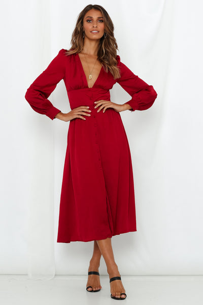 Wanted You To Know Midi Dress Wine
