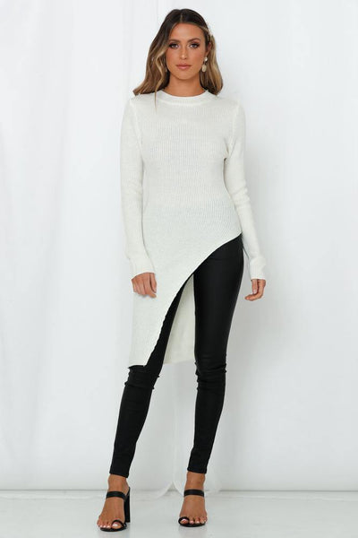 Pull It In Reverse Knit Top White | Hello Molly USA