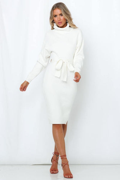 Fit Into The Format Knit Dress White | Hello Molly USA