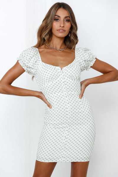 Sweetness Overload Dress White and Green