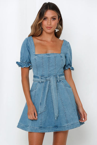 FINDERS KEEPERS Miami Denim Mini Dress Washed Blue | Hello Molly USA