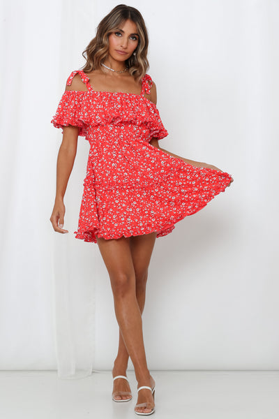Pick The Poppies Dress Red