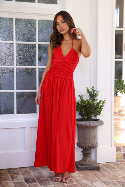 Luxe Vacay Midi Dress Red