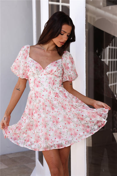 Fresh Blooms For You Mini Dress Pink