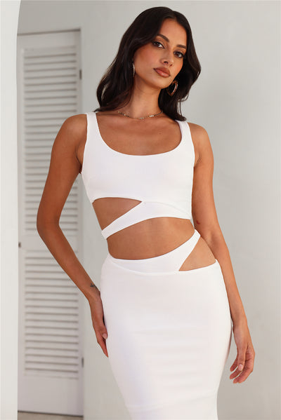 Where Did You Go Ribbed Crop Top White