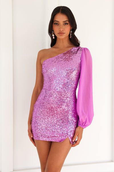 HELLO MOLLY Dancing Diva Sequin Mini Dress Lilac