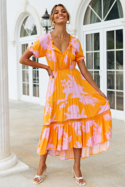 Sunset Rays Maxi Dress Orange | Hello Molly USA