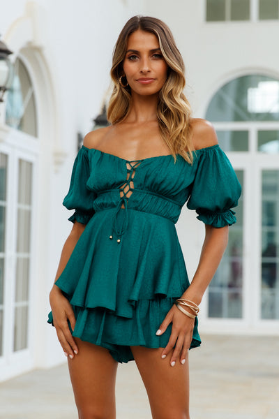 Lean On Me Romper Forest Green