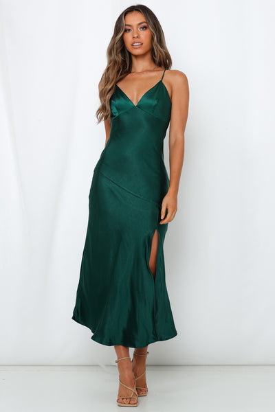 Asking For A Friend Midi Dress Forest Green