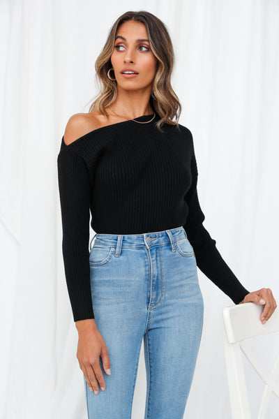 Dream Of A Different Kind Knit Top Black