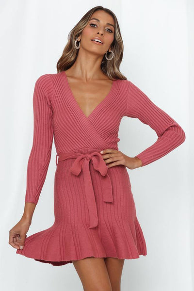Feels With Me Knit Dress Rose | Hello Molly USA
