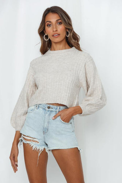 Move On Up Knit Top Beige | Hello Molly USA