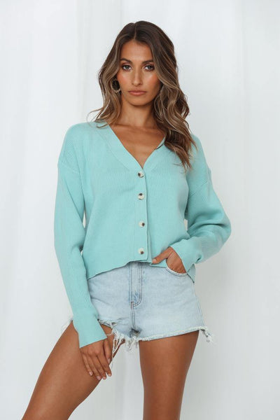 Drink To That Knit Cardigan Blue | Hello Molly USA