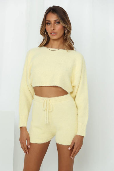 Berry Waffle Cone Crop Jumper Yellow | Hello Molly USA