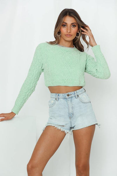 Video Feed Knit Jumper Mint | Hello Molly USA