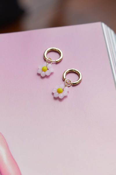 14K Gold Plated Cute As A Daisy Earrings Light Pink