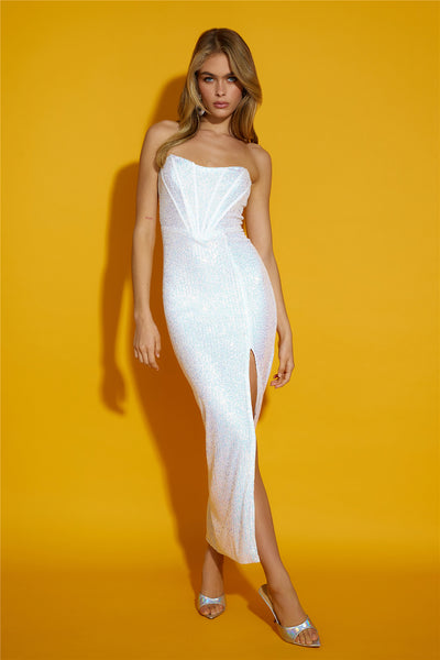 Your Reflection Maxi Dress White Sequin